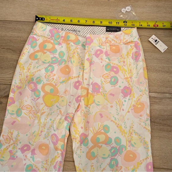 Talbots Cotton Stretch Slim-Leg Perfect Crop Pant Abstract Floral Print Sz 2 NEW - Picture 8 of 12